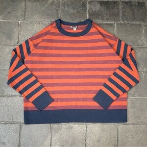 Smartwool Women Edgewood Boyfriend Stripped Merino Wool Blend Sweater Size Large